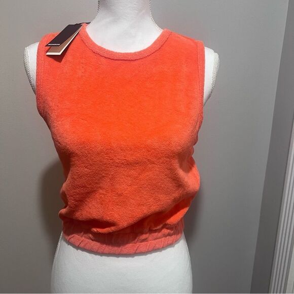 NWT Monrow women's Terry cloth Georgia Peach sleeveless tank top size xxs - Picture 4 of 11